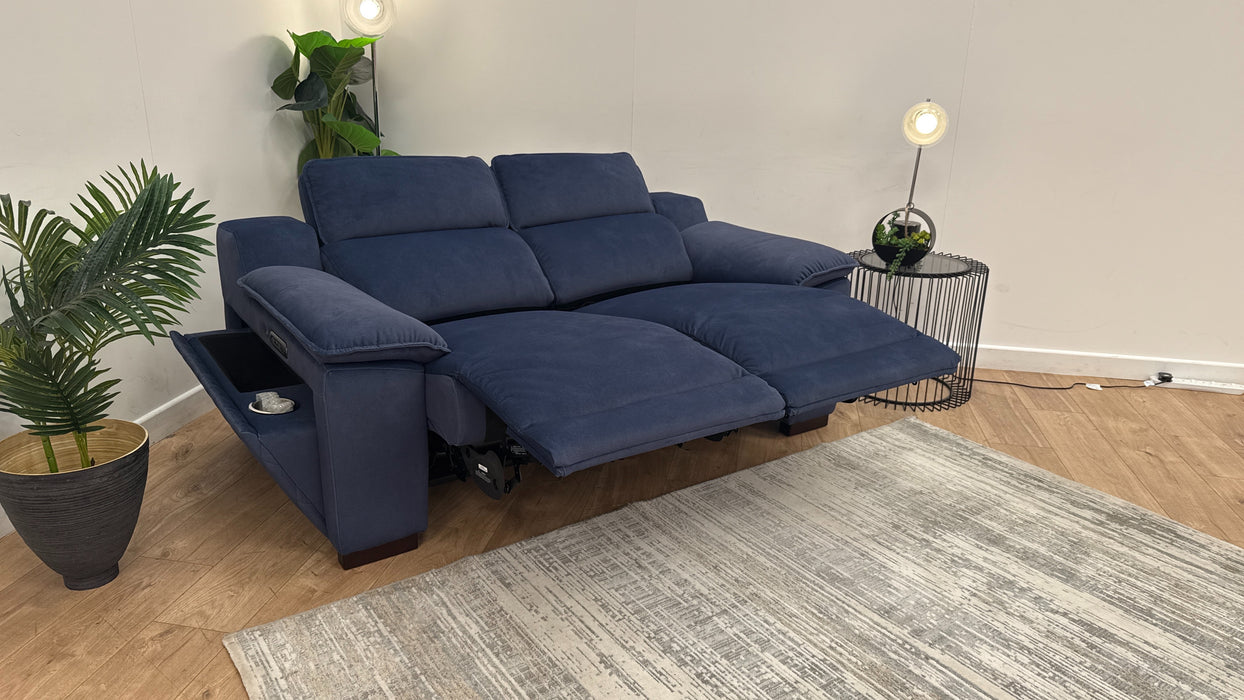 Sofology The Benz 2 Seater Fabric Recliner Sofa in Lifestyle Flecked Navy