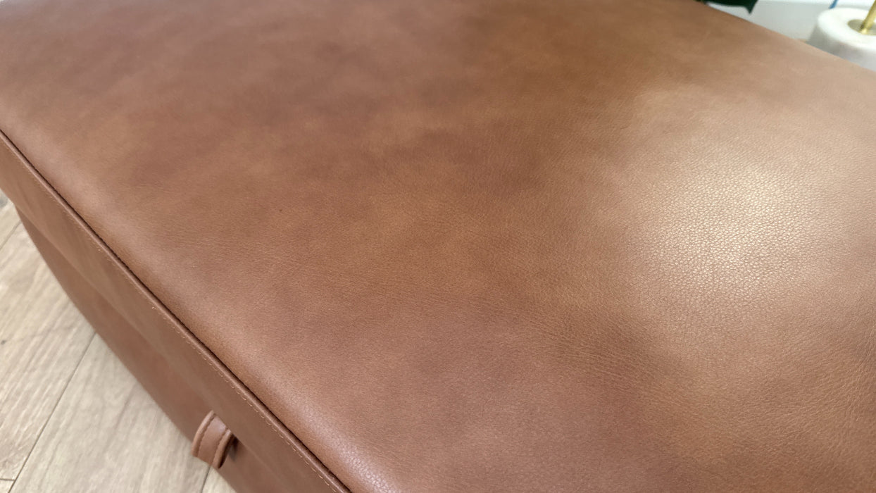 Sofology Retreat Leather Large Storage Footstool in Relaxed Soft Tan