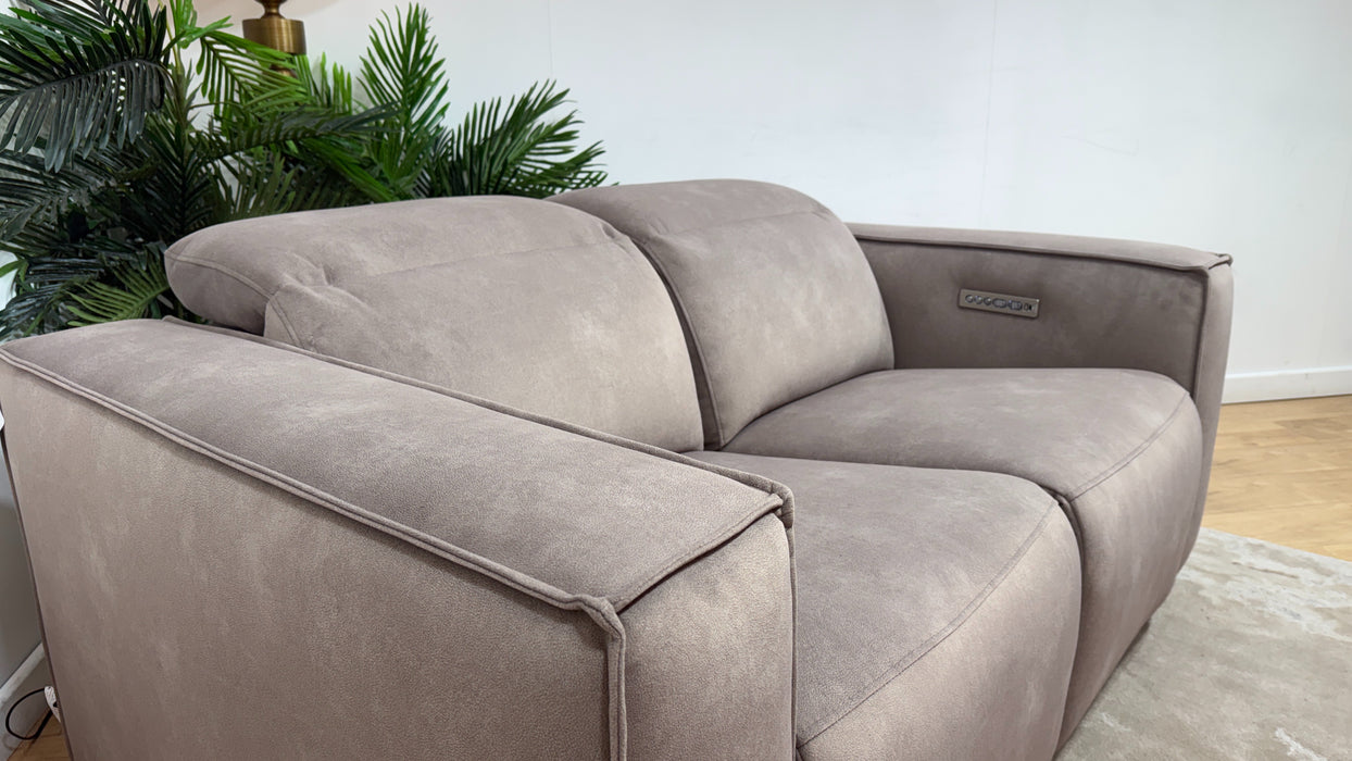 Sofology Horizon Fabric 2 Seater Power Recliner/Headrest in Lifestyle Flecked Nutmeg