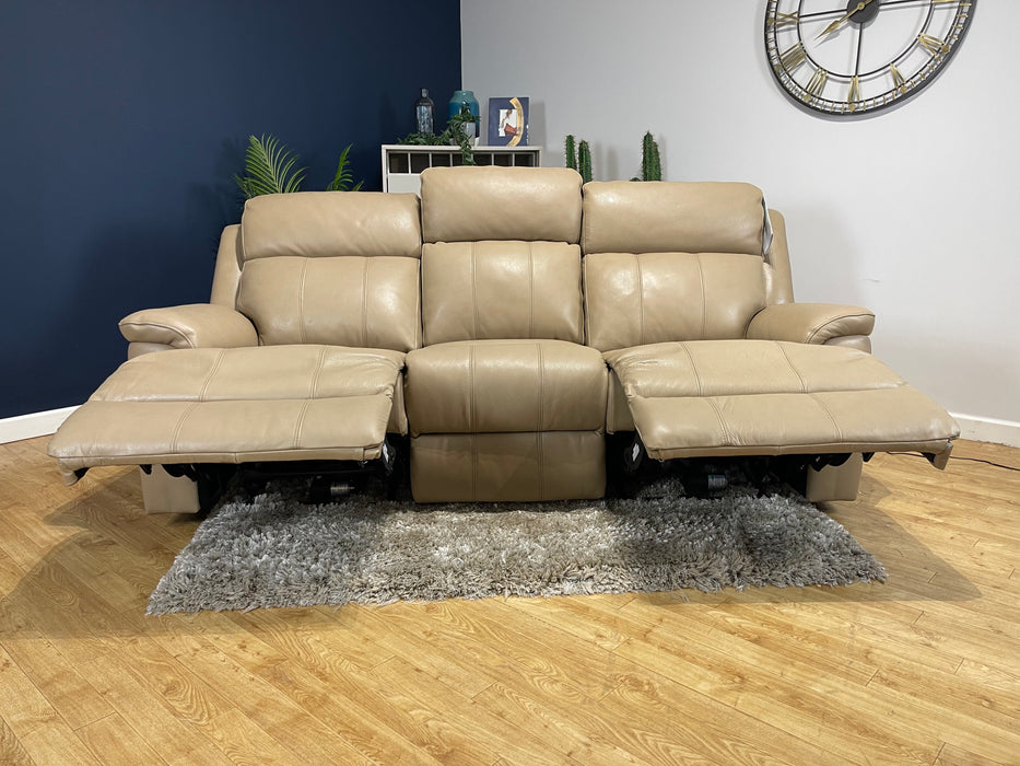 Gracy 3 Seater Power Recliner Leather Sofa Taupe (WA2) — The Sofa