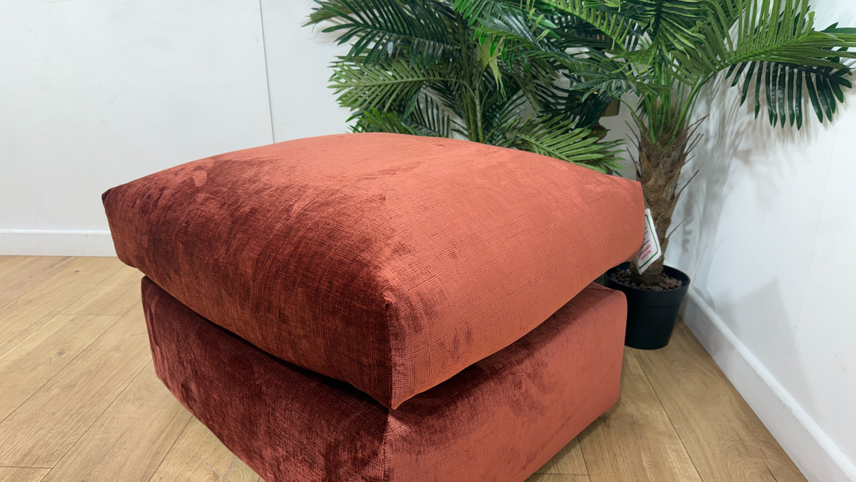 Sofology Georgio Fabric Designer Footstool Extra Flex Interior in Luxe Chenille Burgundy