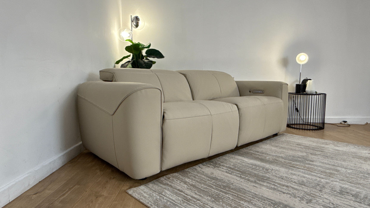 Sofology The Riviera Leather 2.5 Seater Power Recliner/Headrest Heated Seat in Trusty Super Matt Stone