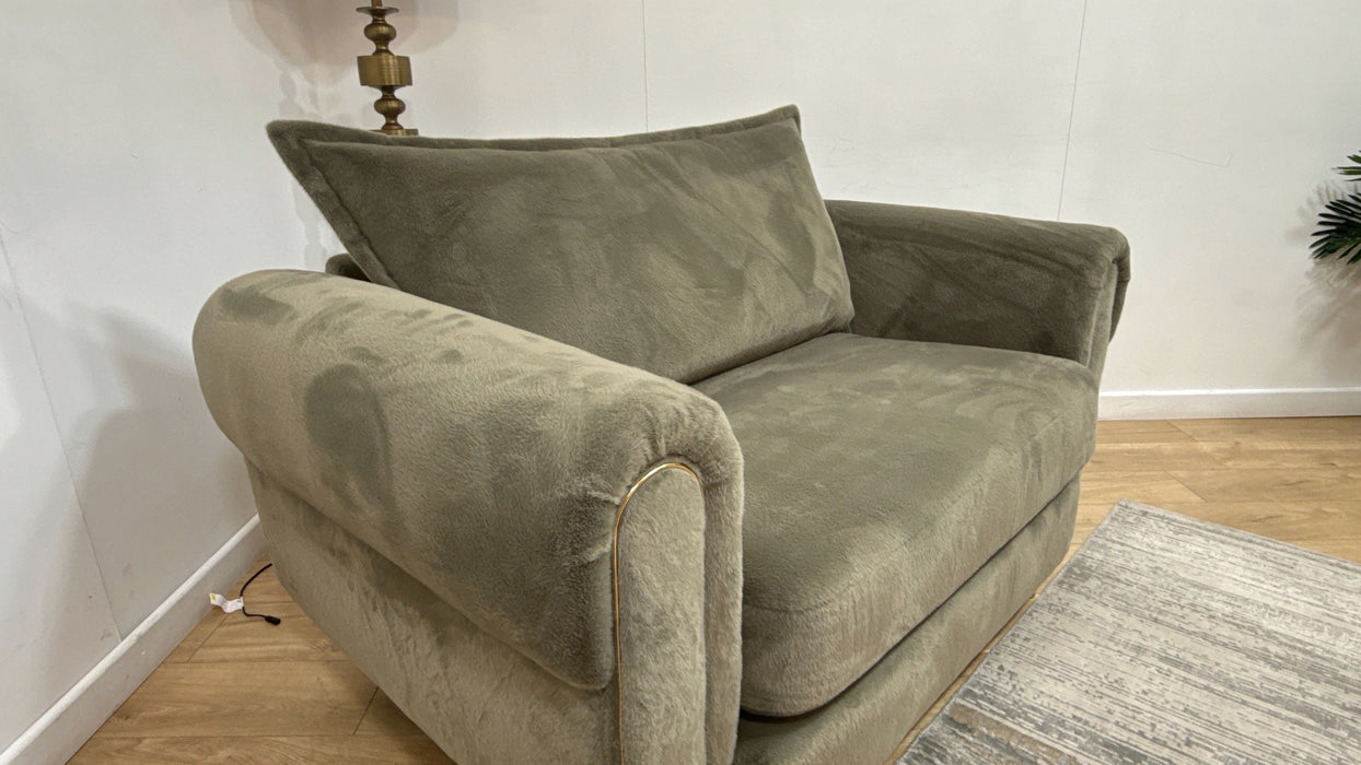Sofology Chamonix Loveseat in Soft Short Pile Faux Fur Sage Mix