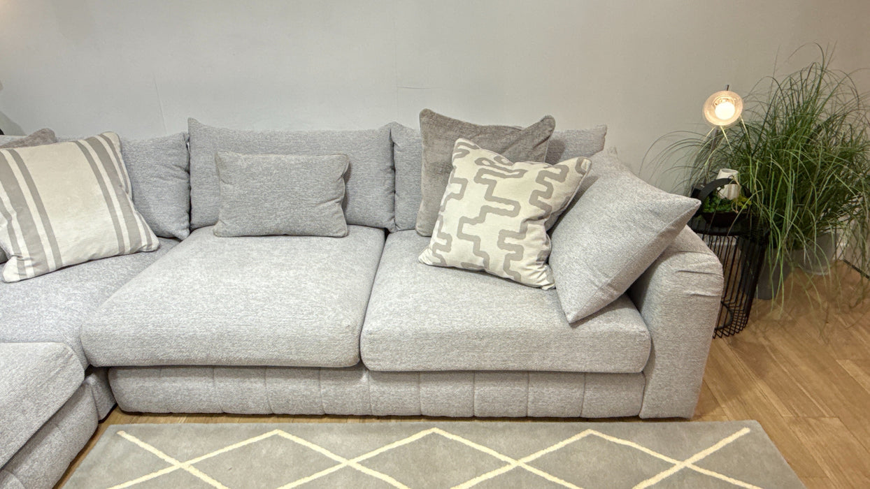 Sofology Westwood Fabric Chaise 1 Corner 3 Silver Trim in Soft Boucle Silver Mix