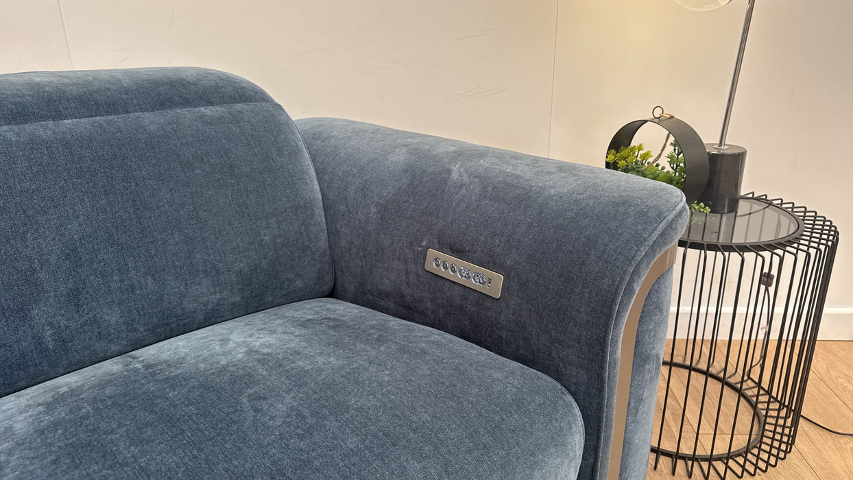 Sofology Plaza Fabric 2.5 Seater Smart Console Power Recliner in Denim