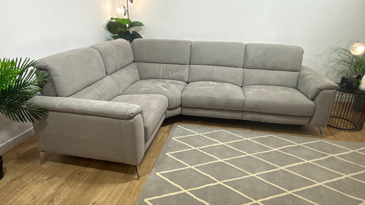 Sofology Illinois Fabric 1 Corner 2 Single Power Recliner/Headrest x 1 in Lifestyle Textured Grey