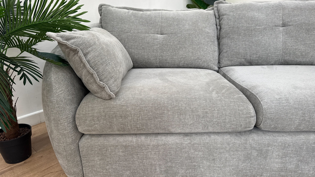 Sofology The Portobello Fabric 3 Seater Chaise with Storage & Sprung Seats in Linen Look Chenille Grey