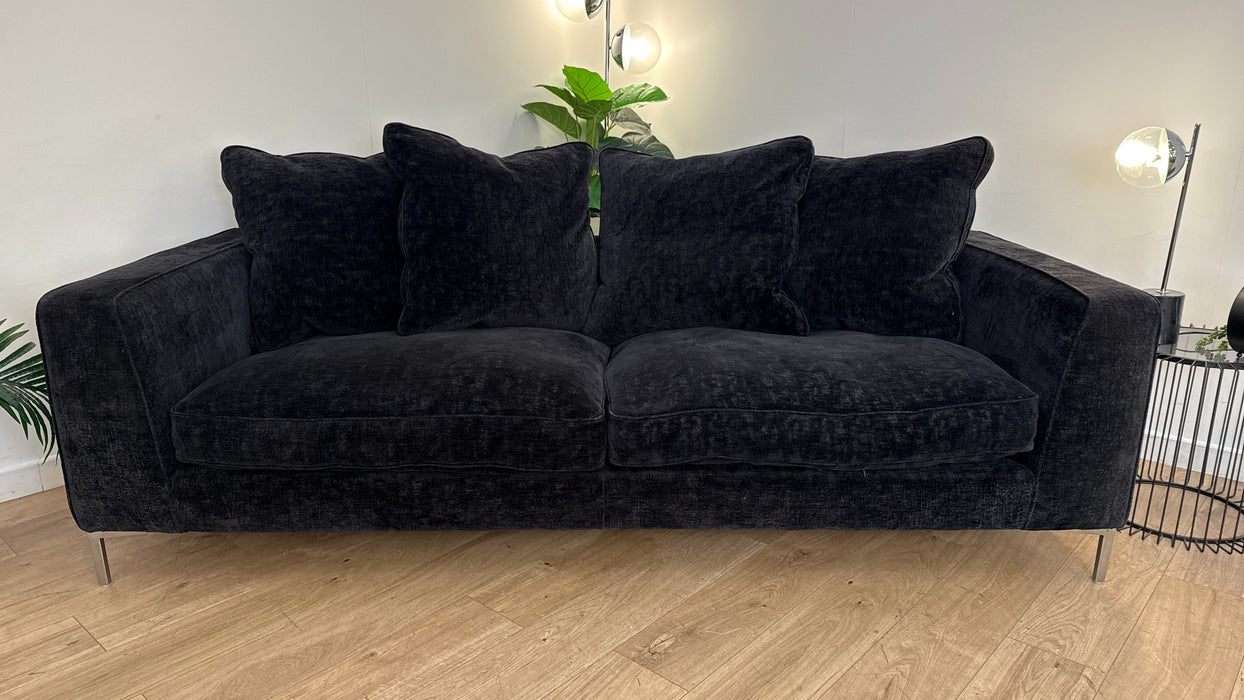 Sofology Rococo Fabric 4 Seater in Chunky Chenille Black Mix