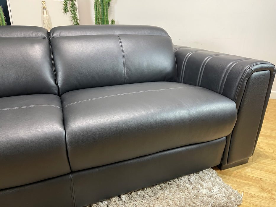 Mason 3 Seater Trusty Embossed Jet Black Leather (WA2)