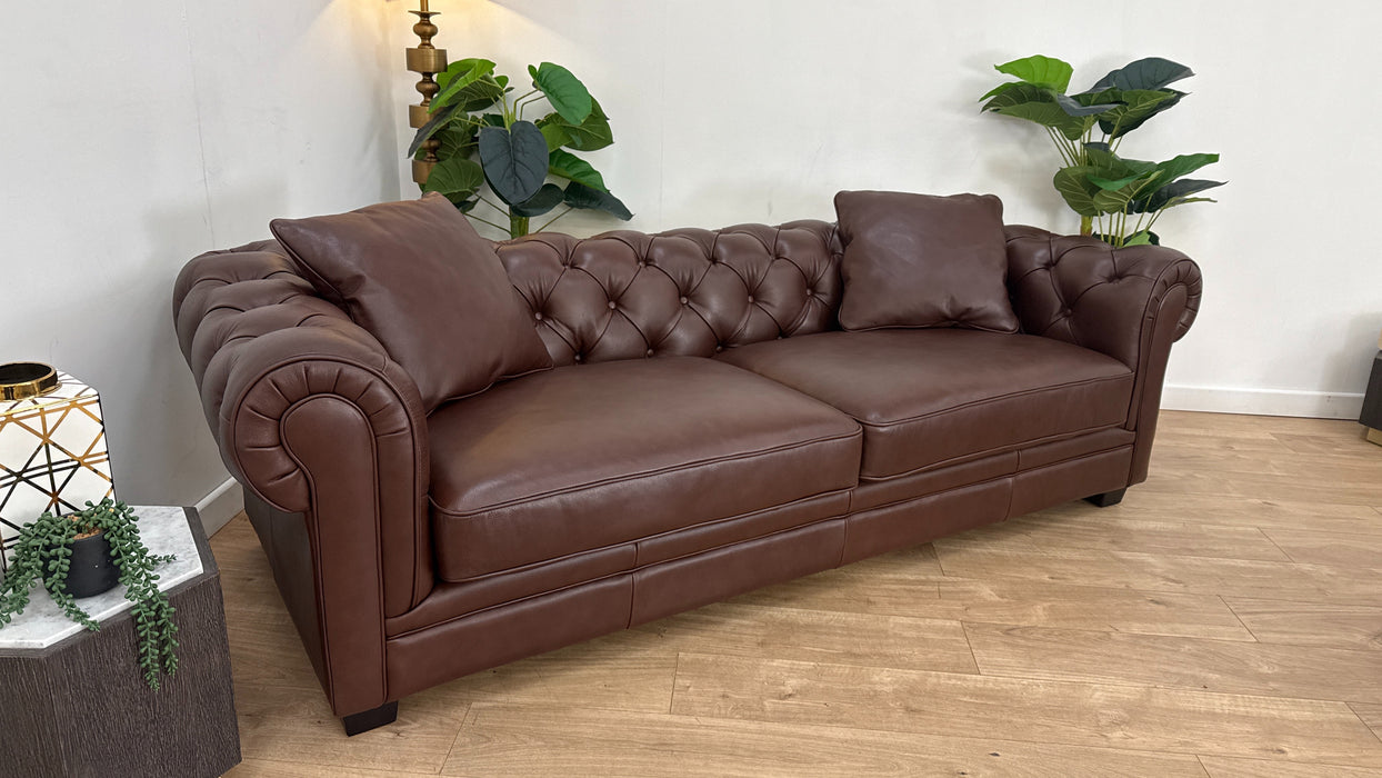 Sofology Oxford Leather 3 Seater in Chocolate