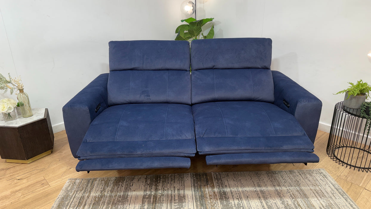 Sofology Allure Fabric 2.5 Seater Power Recliner/Headrest Lumbar Support in Lifestyle Flecked Navy