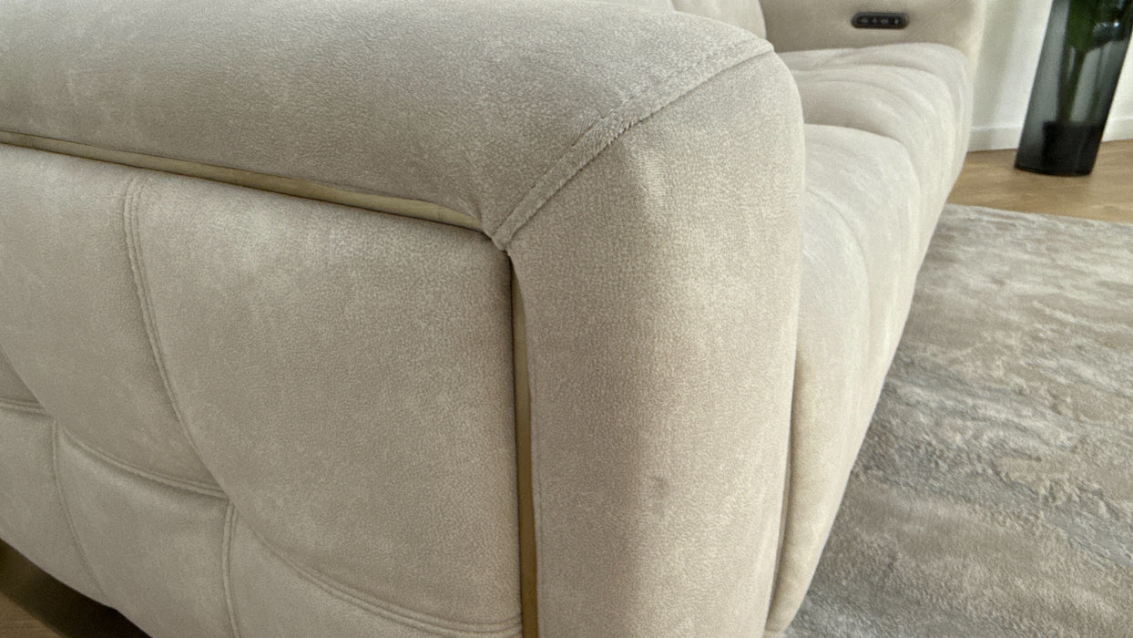 Sofology Marvella Fabric 3 Seater Power Recliner/Headrest in Lifestyle Flecked Ivory