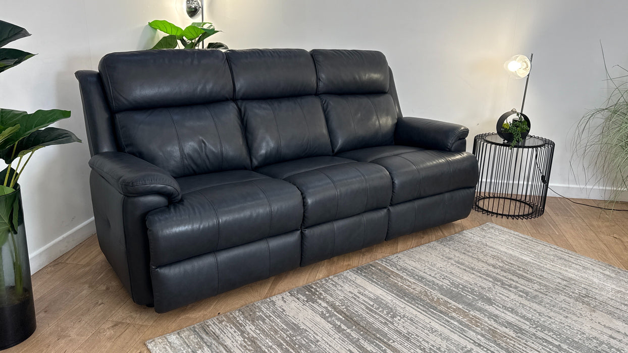 Sofology Gracie Leather 3 Seater in Trusty Sheen Navy