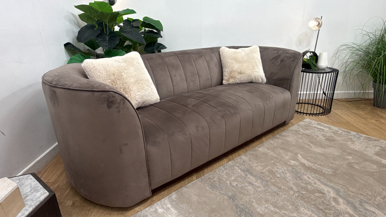 Sofology Fitzrovia Fabric 3 Seater in Matt Velvet Mole Mix with Trim