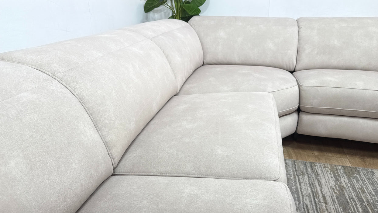 Sofology Ezra Fabric 3 Corner 3 Power Recliner/Headrest Heated Seats in Lifestyle Flecked Ivory