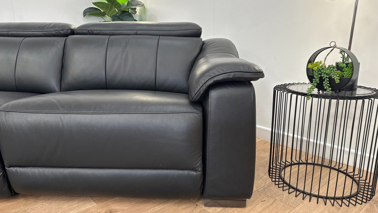 Sofology Carrera 2.5 Seater Leather Reclining Sofa in Trusty Embossed Jet Black