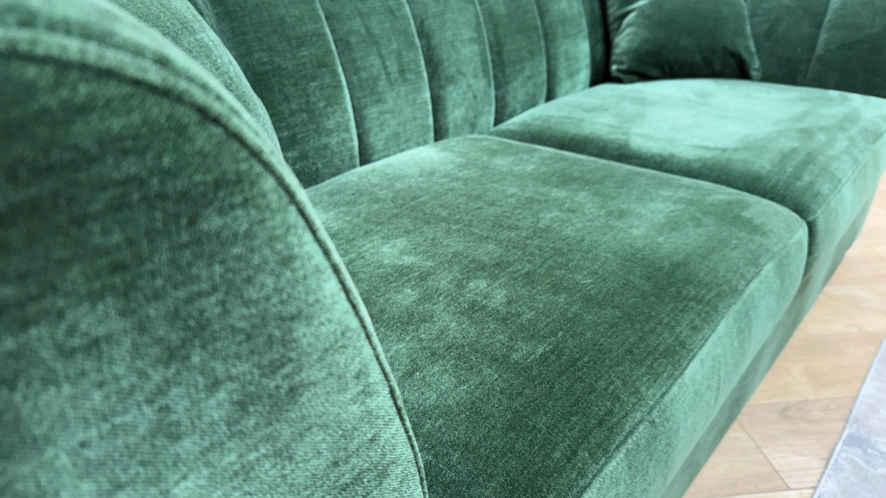Sofology Downtown Fabric 3 Seater Sofabed Zoned Memory Foam Mattress in Soft Chenille Moss