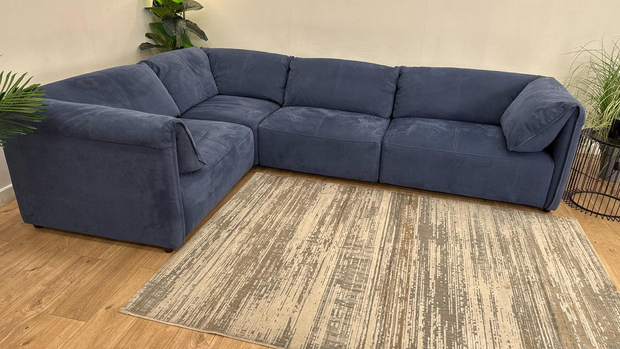 Sofology Tessuto Fabric 3 Corner 1 in Lifestyle Nubuck-Feel Blue