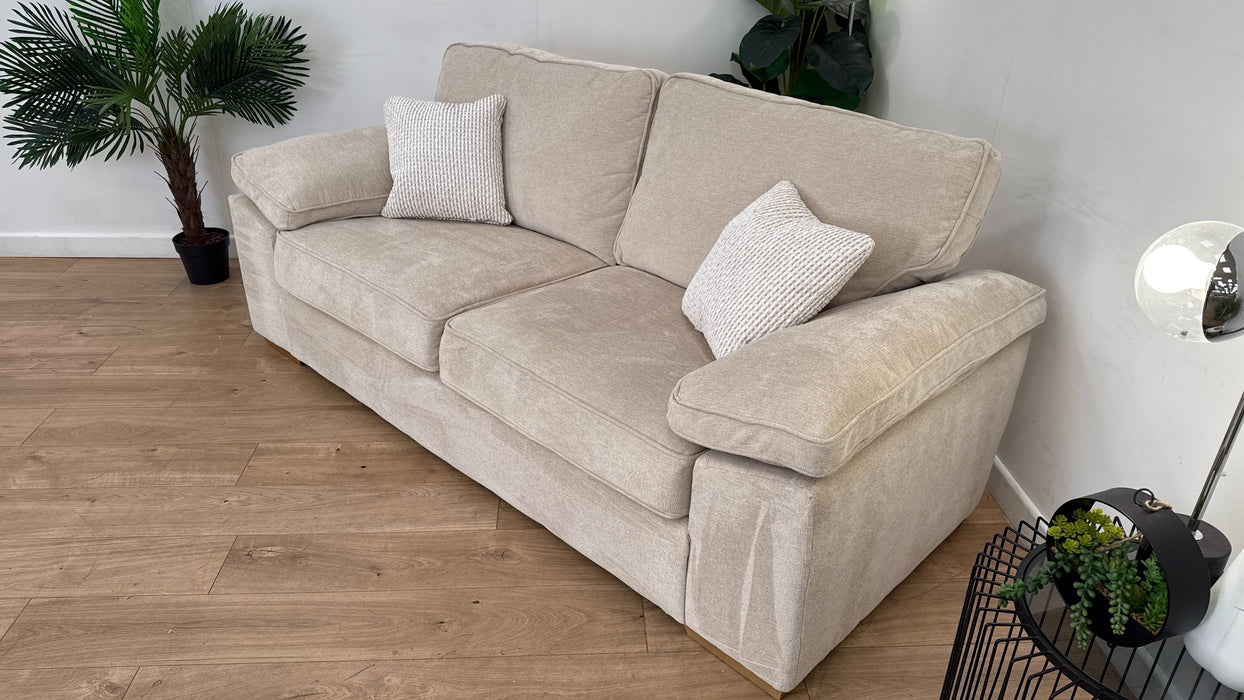 Sofology Brixton Fabric 3 Seater in Linen Look Chenille Natural Mix