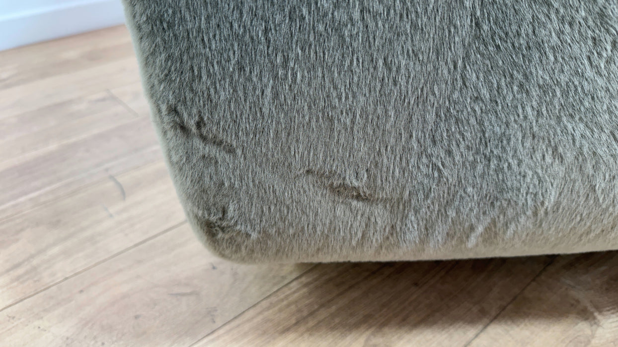 Sofology Chamonix Loveseat in Soft Short Pile Faux Fur Sage Mix