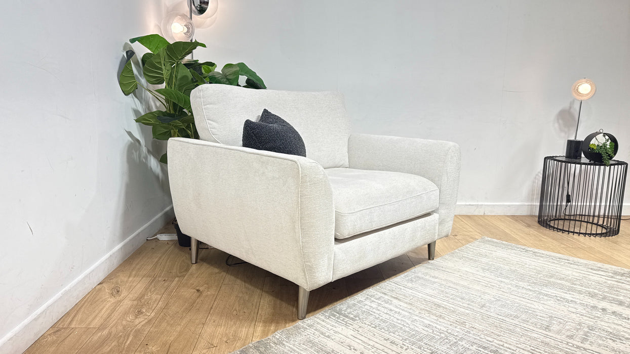 Sofology Hackney Fabric Loveseat Sprung Seats in Linen Look Chenille Mist Mix