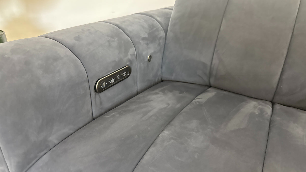 Sofology The Paramount Fabric 2.5 Seater Console Power Recliner/Headrest Heated Seats Speakers in Lifestyle Nubuck Feel Charcoal