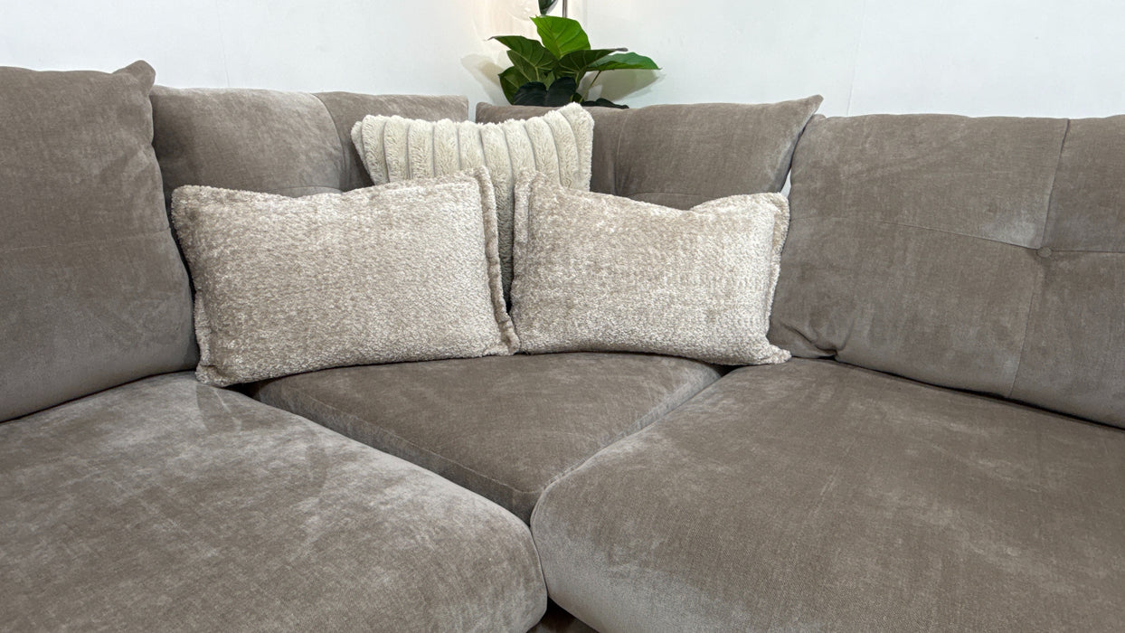 Sofology Oscar Fabric 3 Corner 3 in Fine Textured Chenille Stone Mix