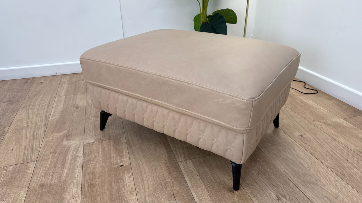 Sofology Muse Leather Designer Footstool in Relaxed Matt Fawn