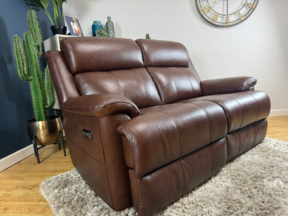 Gracy 2 Seater Leather Chocolate Power Headrest & Power Recliner