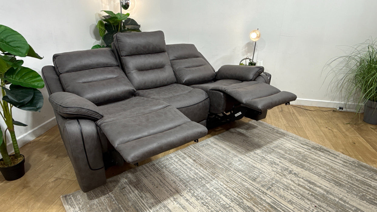 DFS Vinson 3 Seater Power Recliner in Charcoal