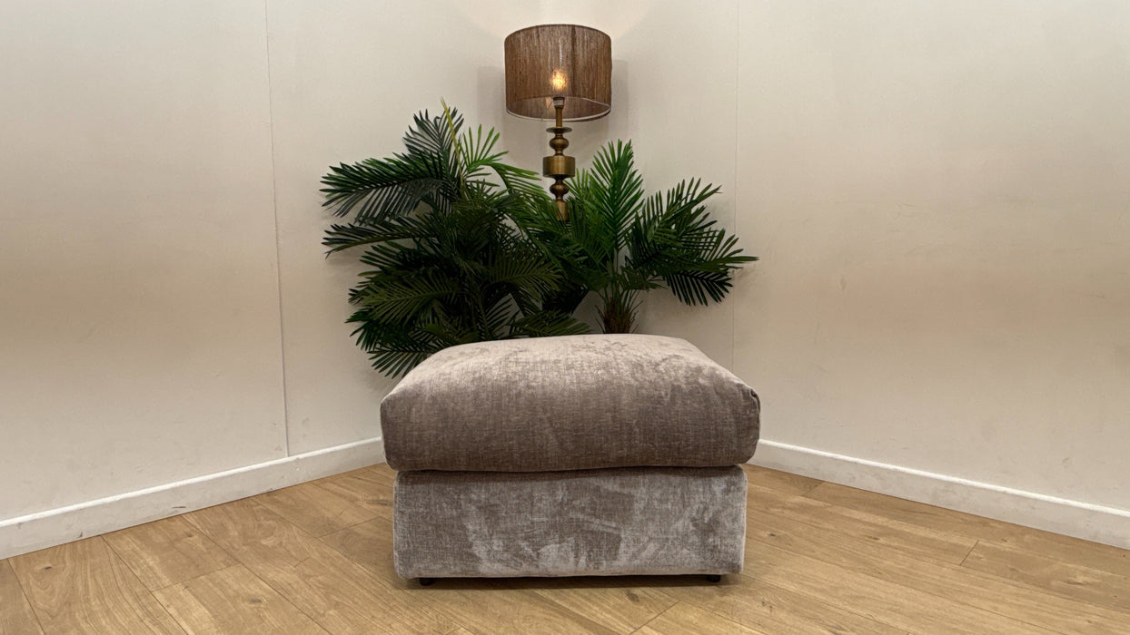 Sofology Georgio Fabric Designer Footstool Feather Flex in Luxe Chenille Pewter