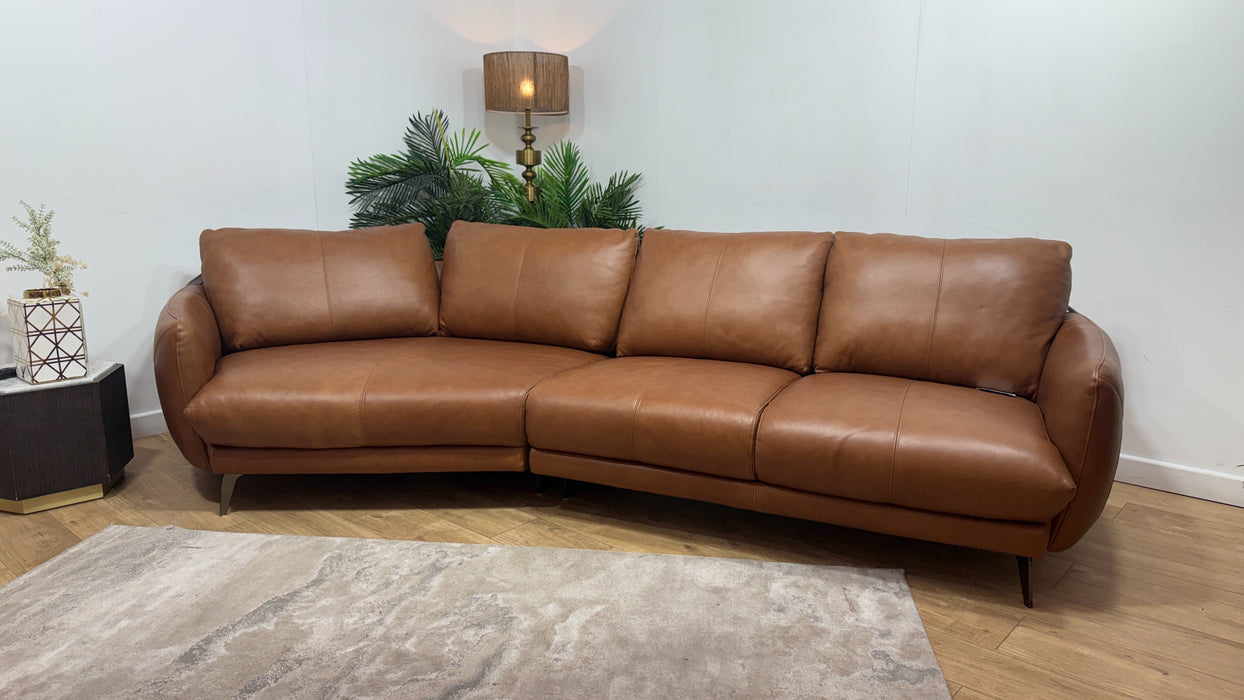 Sofology Adler Leather Asymmetric 4 Seater in Relaxed Soft Tan