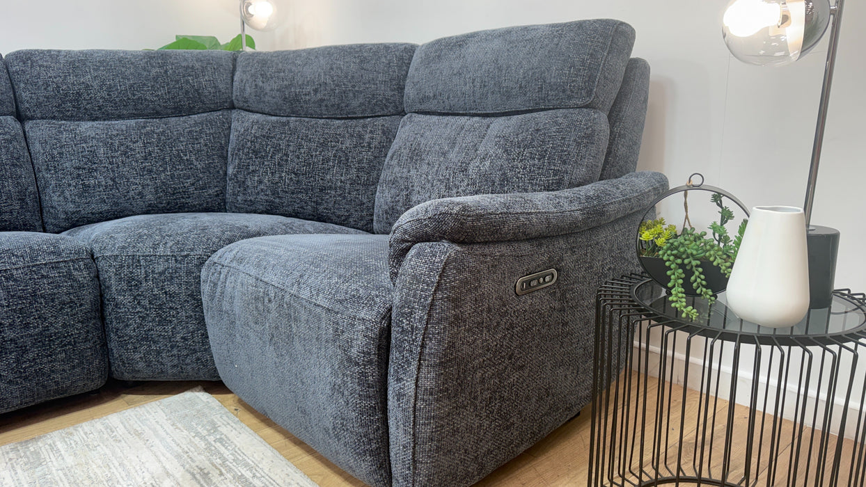 Sofology Parker Fabric 3 Corner 1 Power Recliner/Headrest in Hopsack Chenille Midnight