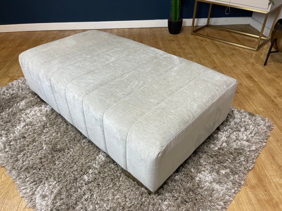 Hourglass Footstool Vintage Velvet Stone Fabric (WA2)