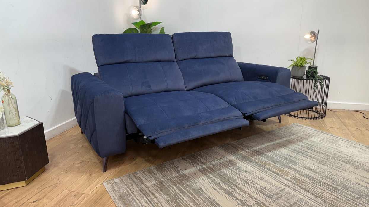 Sofology Allure Fabric 2.5 Seater Power Recliner/Headrest Lumbar Support in Lifestyle Flecked Navy