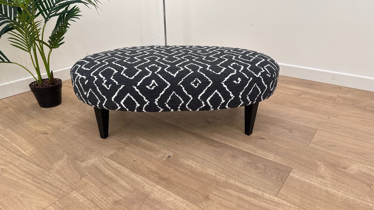 Porter Oval Footstool Fabric Otis Mono All Over