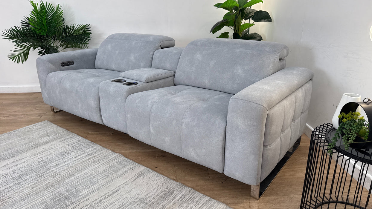 Sofology Marvella Fabric 2.5 Seater Console Power Recliner/Headrest in Lifestyle Flecked Silver