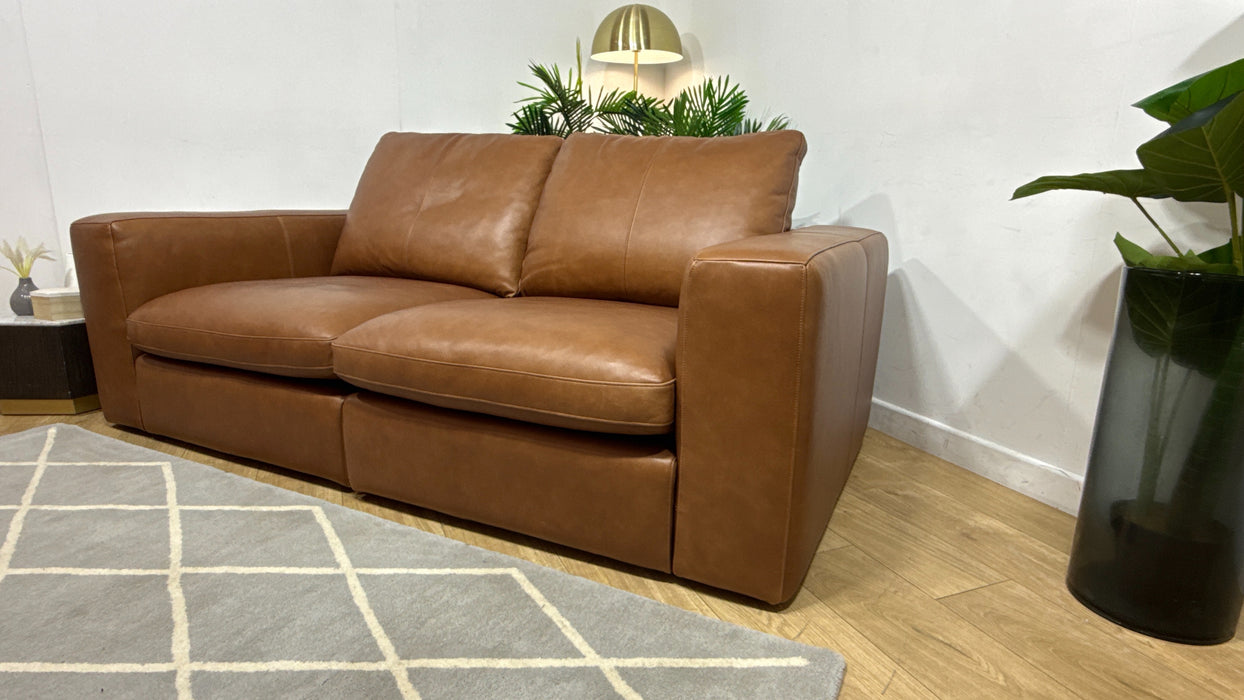 Sofology Retreat Leather 2 Seater in Relaxed Soft Tan Mix