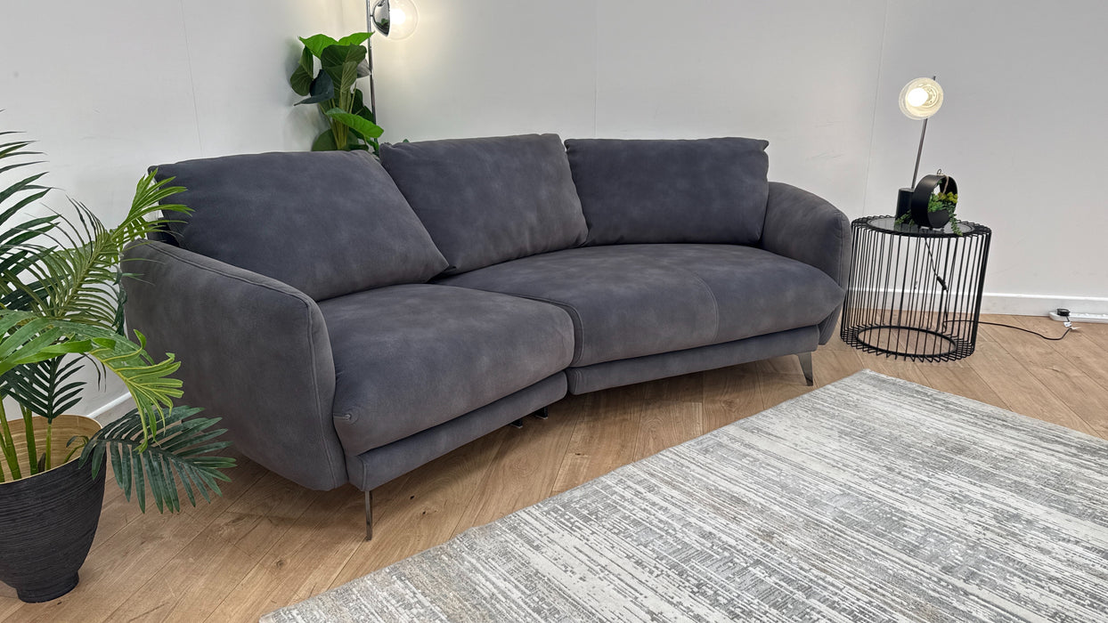Sofology The Adler 3 Seater Asymmetric Fabric Sofa in Lifestyle Mottled Charcoal