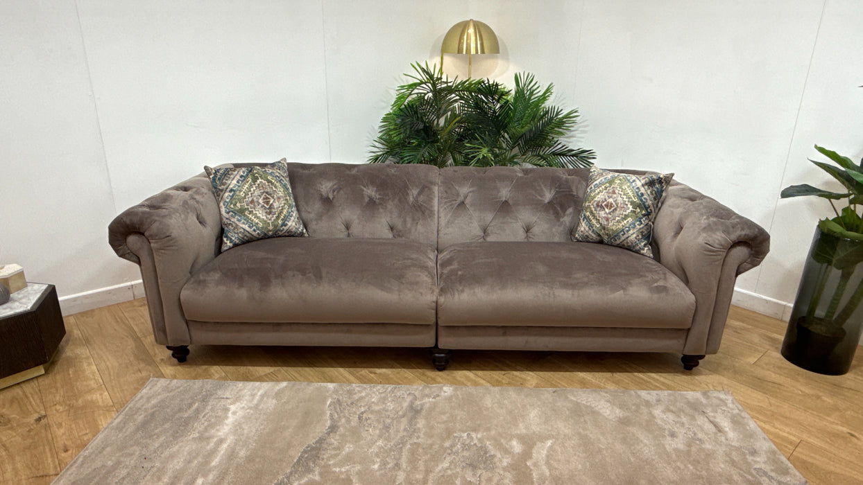 Sofology Kensington Fabric 4 Seater Split in Matt Velvet Mole Mix