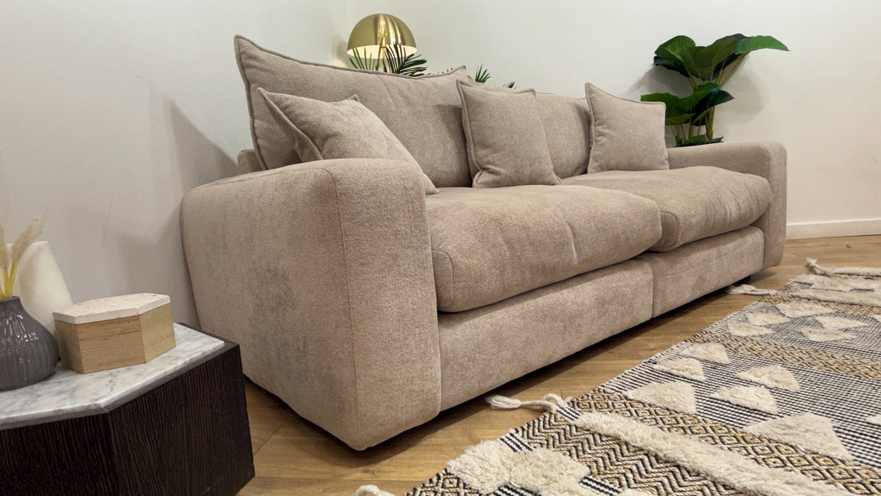 Sofology Haven Fabric 3 Seater Split Full Back Fibre/Foam Seats in Cosy Chenille Pebble
