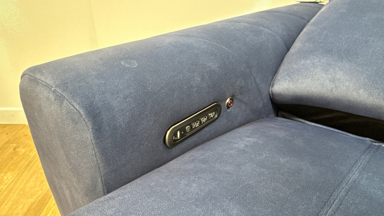 Sofology The Allure Fabric 2.5 Seater Power Recliner/Headrest Heated Seats Lumbar Support in Lifestyle Flecked Navy