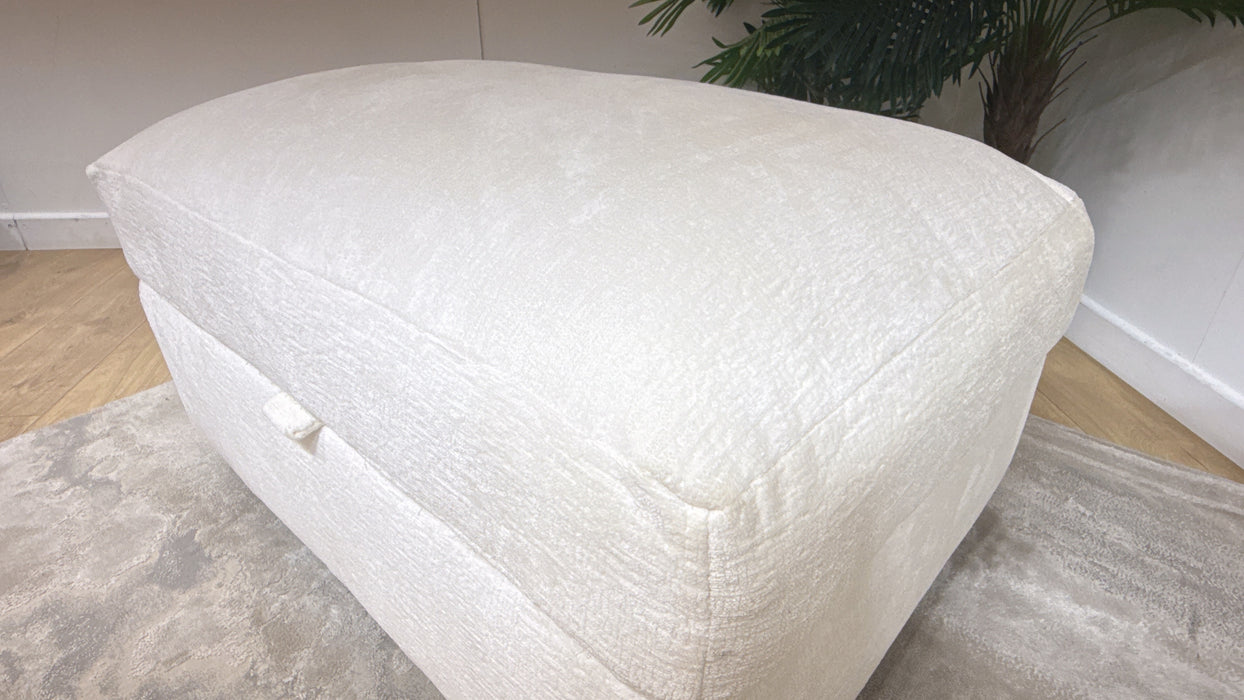 Sofology Bellagio Fabric Storage Extra Flex Footstool in Chunky Luxe Chenille Snow