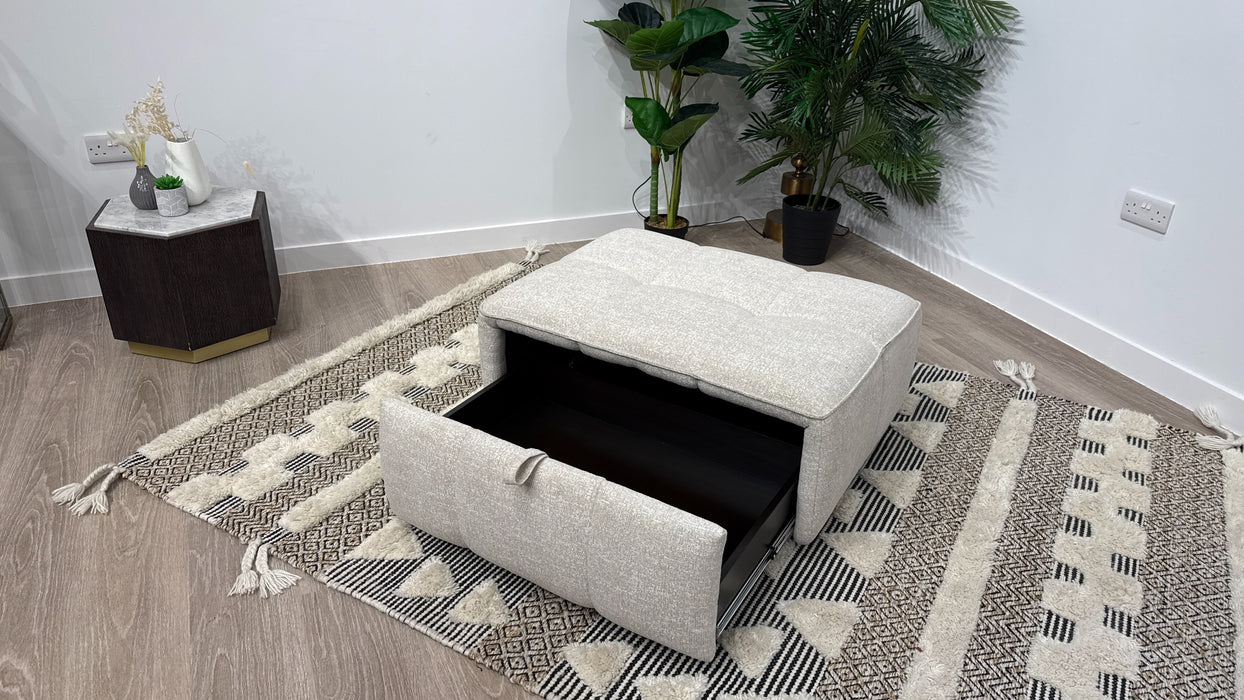 Sofology Moritz Large Bench Fabric Footstool in Cream