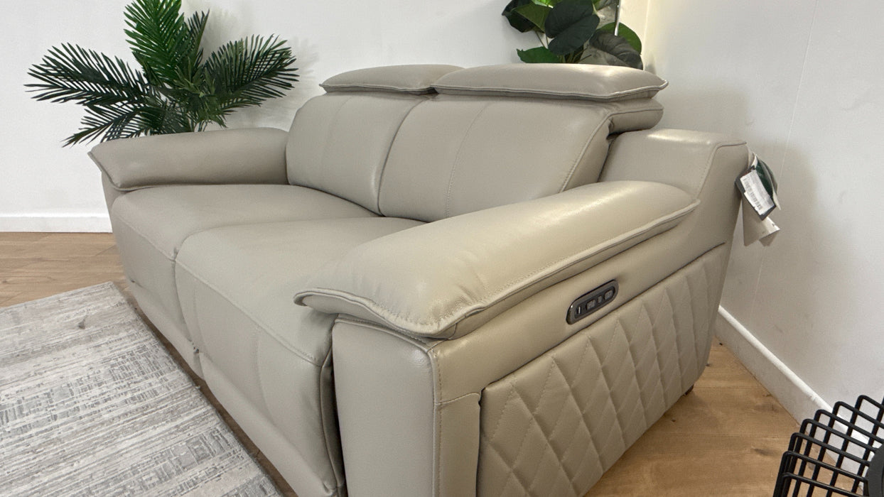 Sofology The Benz Leather 2 Seater Power Recliner/Headrest in Trusty Sheen Lead Grey
