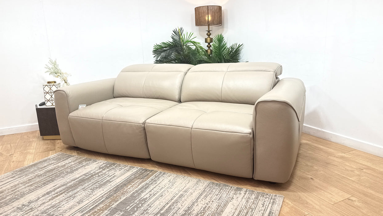 Sofology Riviera Leather 3 Seater Motion Chaise in Trusty Embossed Stone