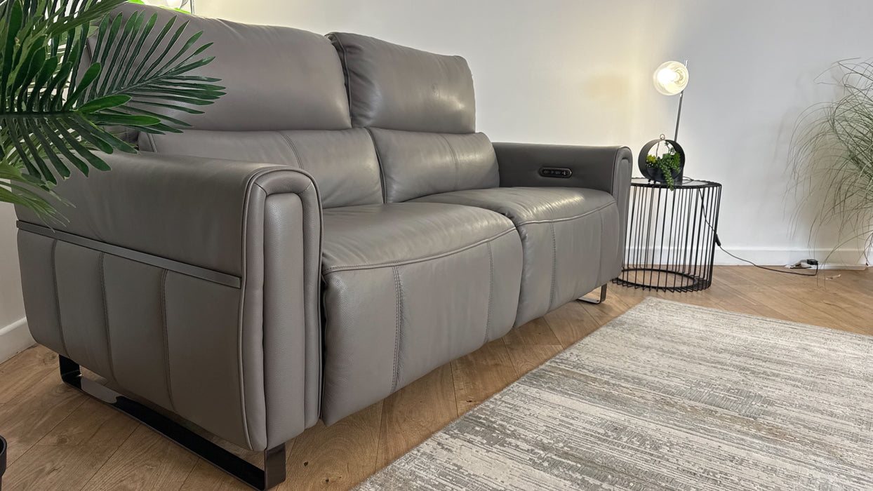 Sofology The Ravello Leather 2.5 Seater Power Recliner/Headrest in Trusty Embossed Elephant