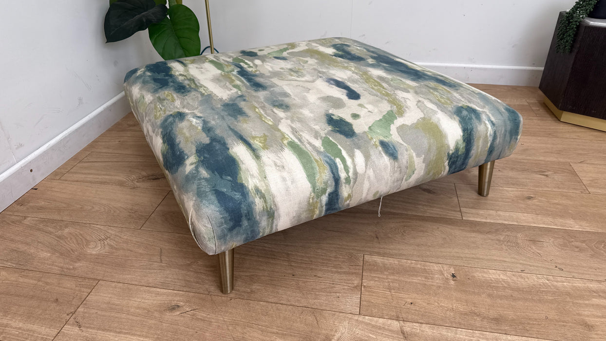Sofology The Essence Fabric Footstool in Oasis Teal All Over