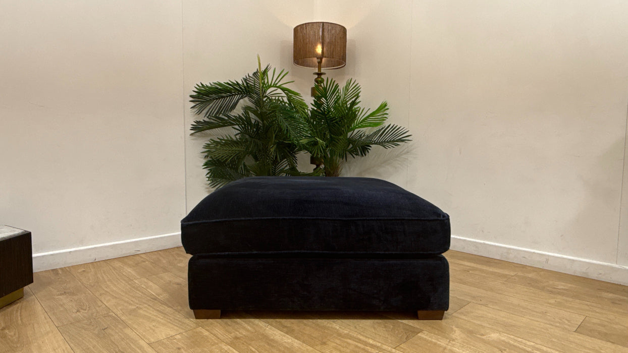 Sofology Cavalli Fabric Designer Footstool Foam Interior in Deluxe Chenille Denim