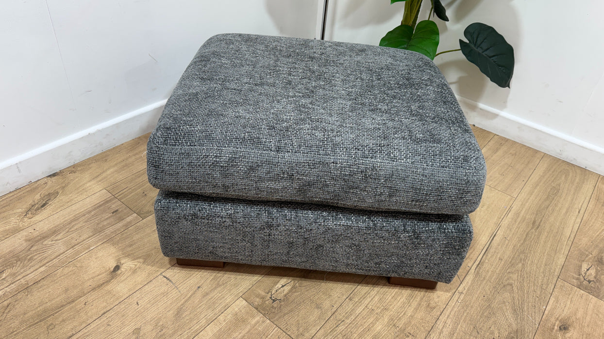 Sofology Tallulah Fabric Footstool in Basketweave Chenille Cream